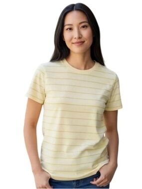 NWT Everlane Organic Cotton Yellow Stripe Tee Size Small
